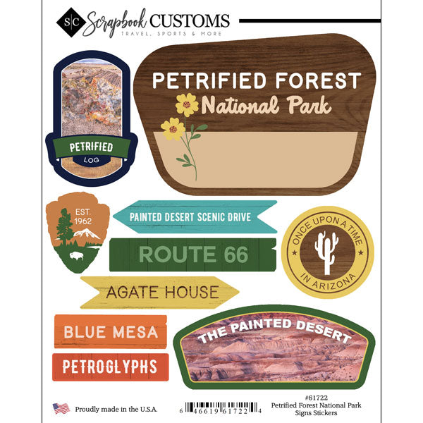 984448BB-30D4-4C04-9CF8-911E370A4C14 Scrapbook Customs PETRIFIED FOREST NATIONAL PARK SIGNS Sticker 10pc - Image 1