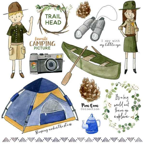 9858DD89-A968-4C10-AC41-25E60CDC92F9 National Park NPWC CAMPING THINGS 3 CUT OUT 12"X12" Paper - Image 1