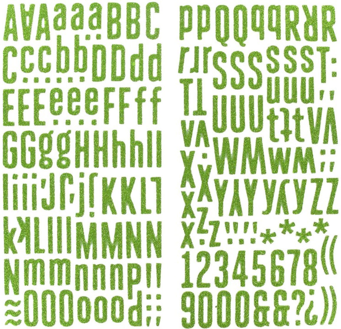 99DC3296-5180-4507-A47A-8C2CC88FC754 Thickers American Crafts DOLL GREEN Glitter Foam Stickers - Image 1