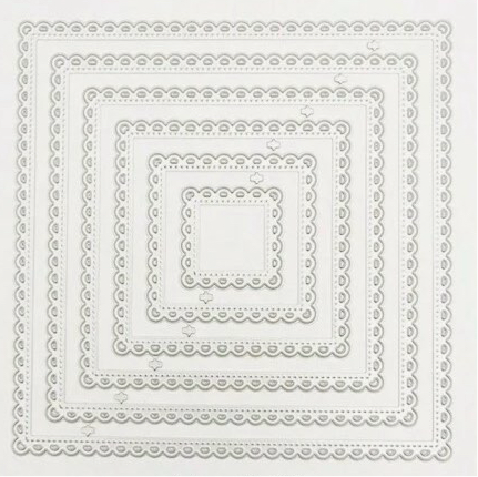 9A0E7D71-FF8F-4AED-84F9-A16A02D2E38A Metal Craft Cutting SCALLOP STITCHED SQUARE FRAME Dies 6pc - Image 1