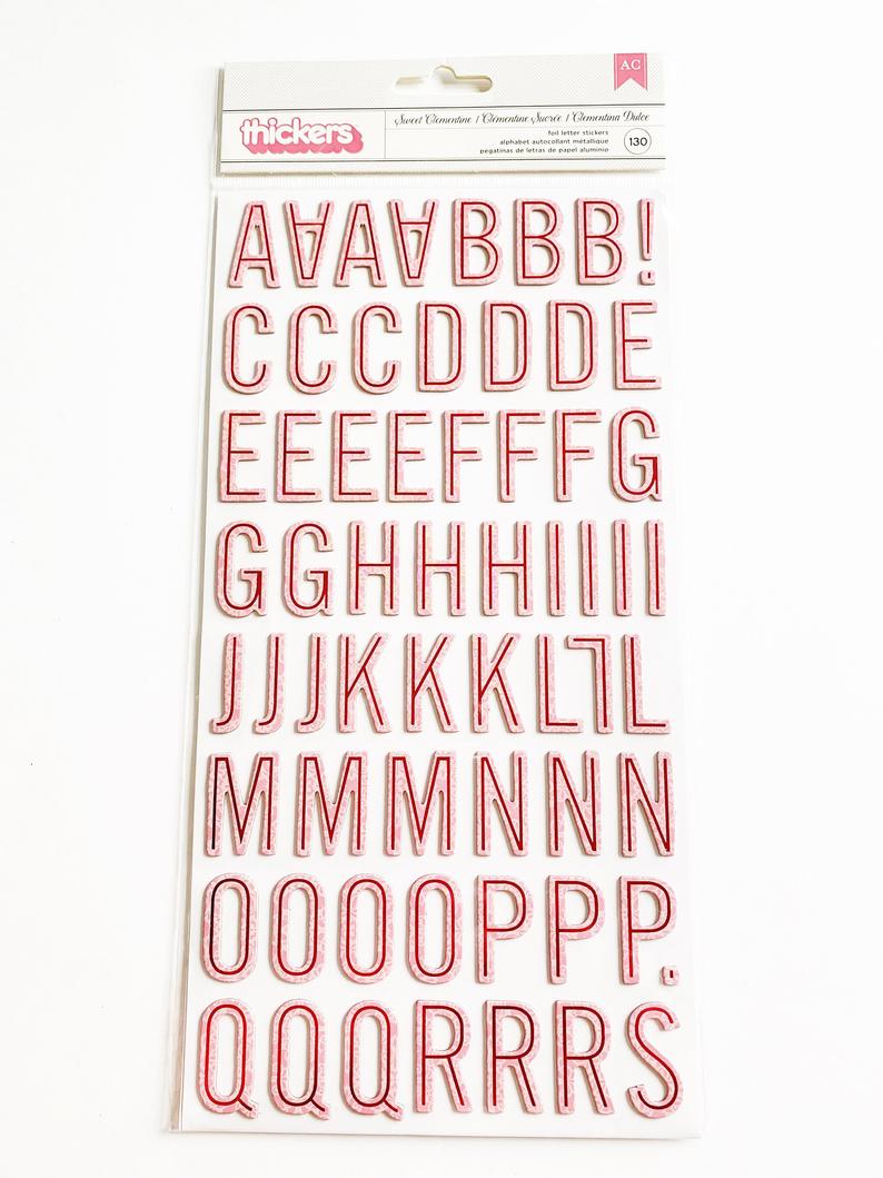 9ADDD1AC-18CB-4788-A740-7D3A47AEB95D Bo Bunny SWEET CLEMENTINE Glitter Foil Letter Stickers - Image 1