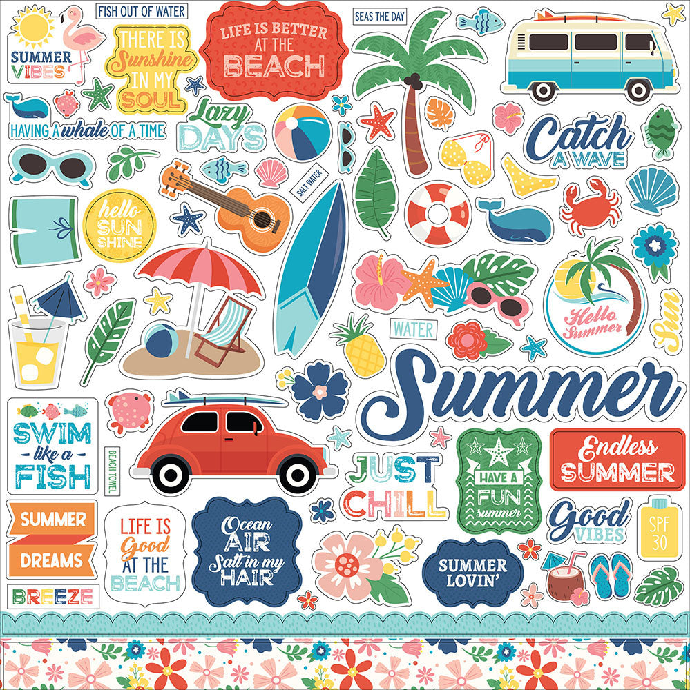 9AFA3D7A-6F8D-4F29-95B9-B33966F3F1D6 Echo Park ENDLESS SUMMER 12"x12" Element Sticker - Image 1