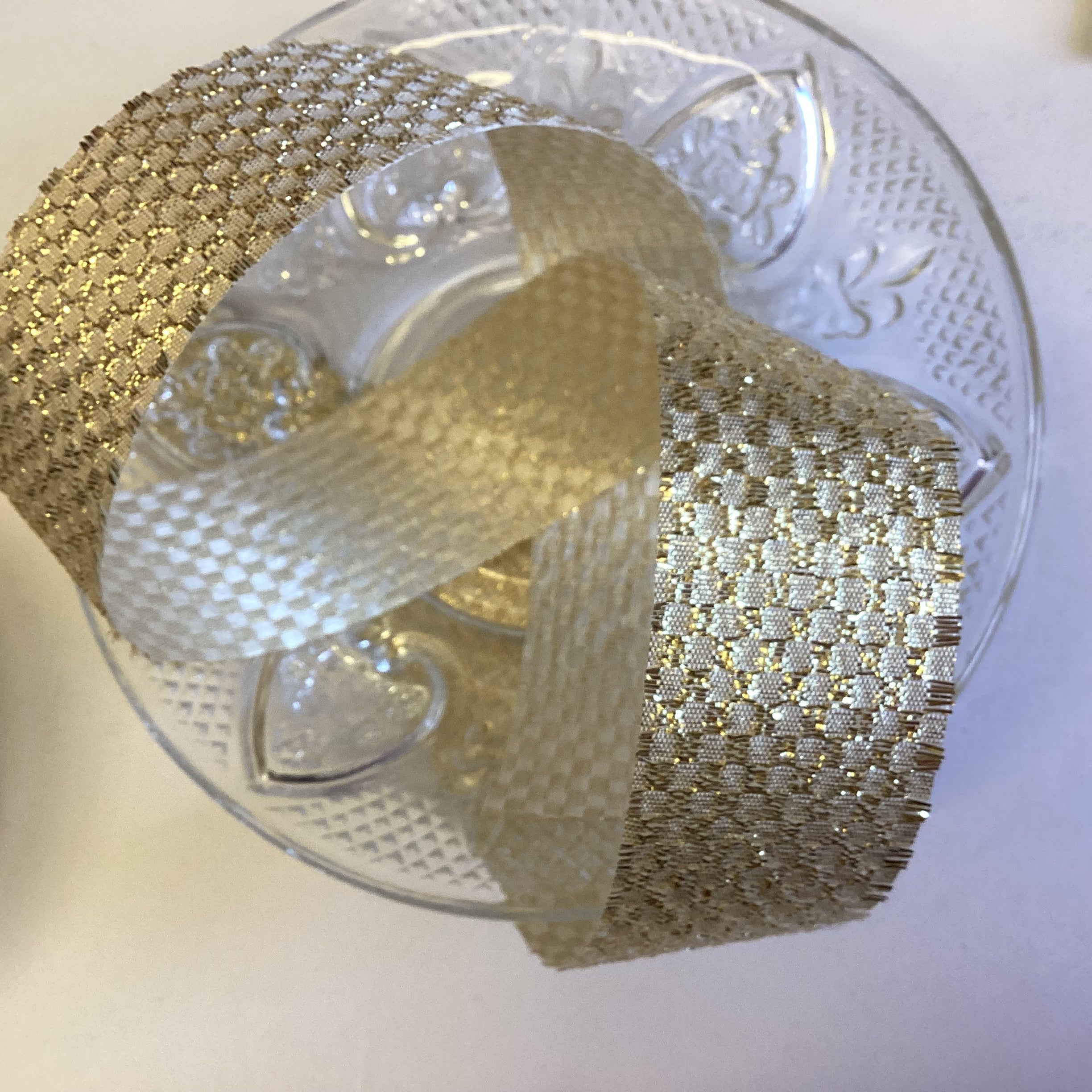 9FC28D92-EA33-43B9-8D86-31BD9DDA00B9 Holiday Ribbon GOLD CHECKER Ribbon 1.25”X1yd - Image 1