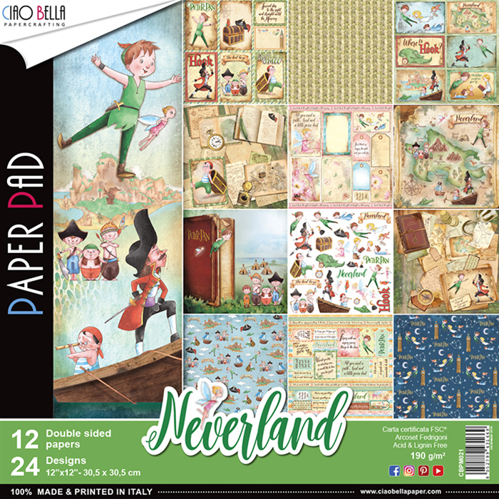 9FF2A9F8-C2A4-4976-8A47-AE5D25161FB6 Ciao Bella NEVERLAND Paper Pad 12 Sheets - Image 1