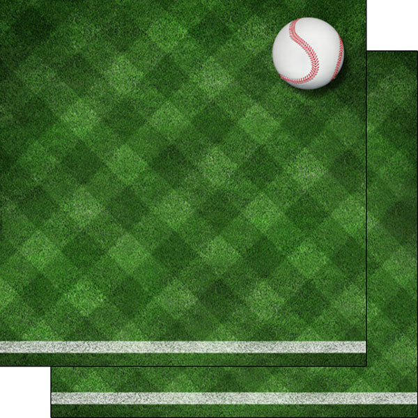 A18AC8AE-BEE7-4959-A66B-937C3CC1B885 Scrapbook Customs BASEBALL ON FIELD 12X12 Scrapbook Paper Sports 2pc - Image 1