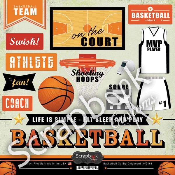 A4DE41FB-9905-4216-853C-C9E433B90A2C Scrapbook Customs BASKETBALL GO BIG STICKER 15pc - Image 1