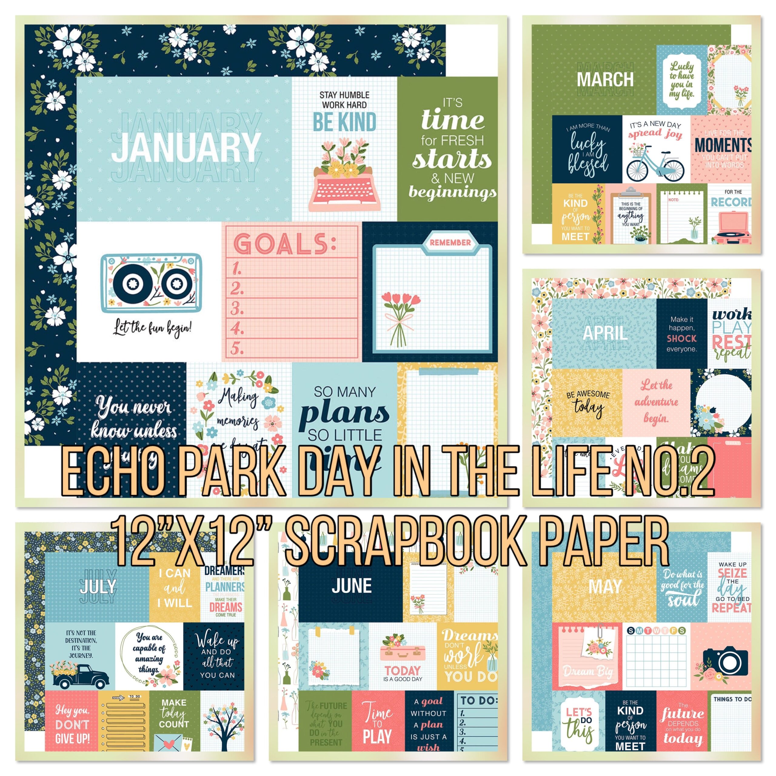 A6FAEDAE-F663-4323-917B-86E4158A9349 Echo Park DAY IN THE LIFE No.2 12”X12” Scrapbook Paper - Image 1