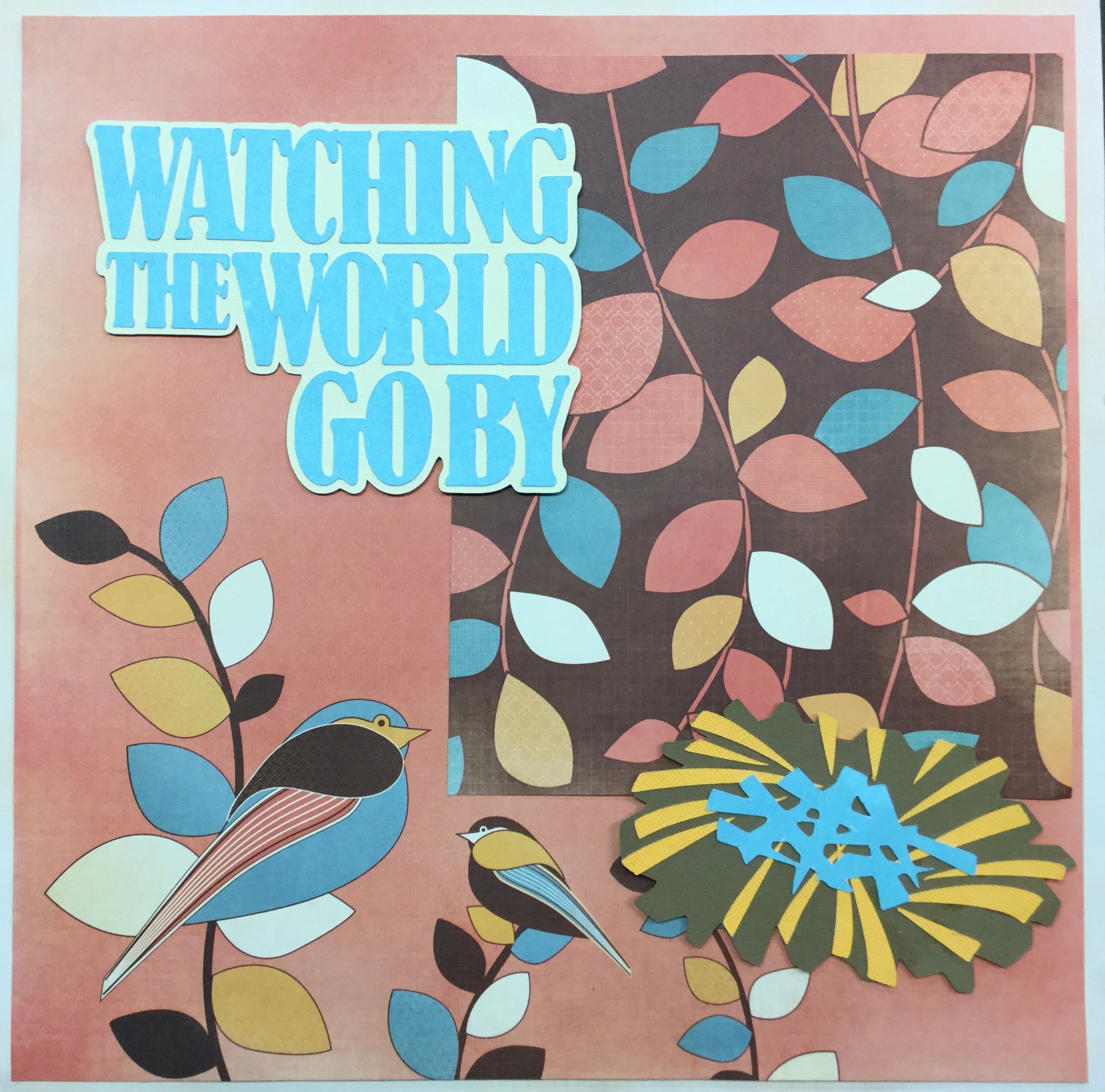 A7C7C670-9539-46E8-B922-7C3457093113 Premade Scrapbook Page WATCHING THE WORLD (1) 12"x12" Fall Layout - Image 1