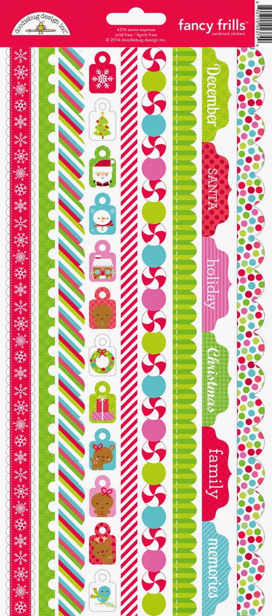 A9A8606E-9B8D-4CE6-AC44-DBF7C6FAF0AE Doodlebug Christmas Magic FANCY FRILLS Santa Express Cardstock Stickers - Image 1