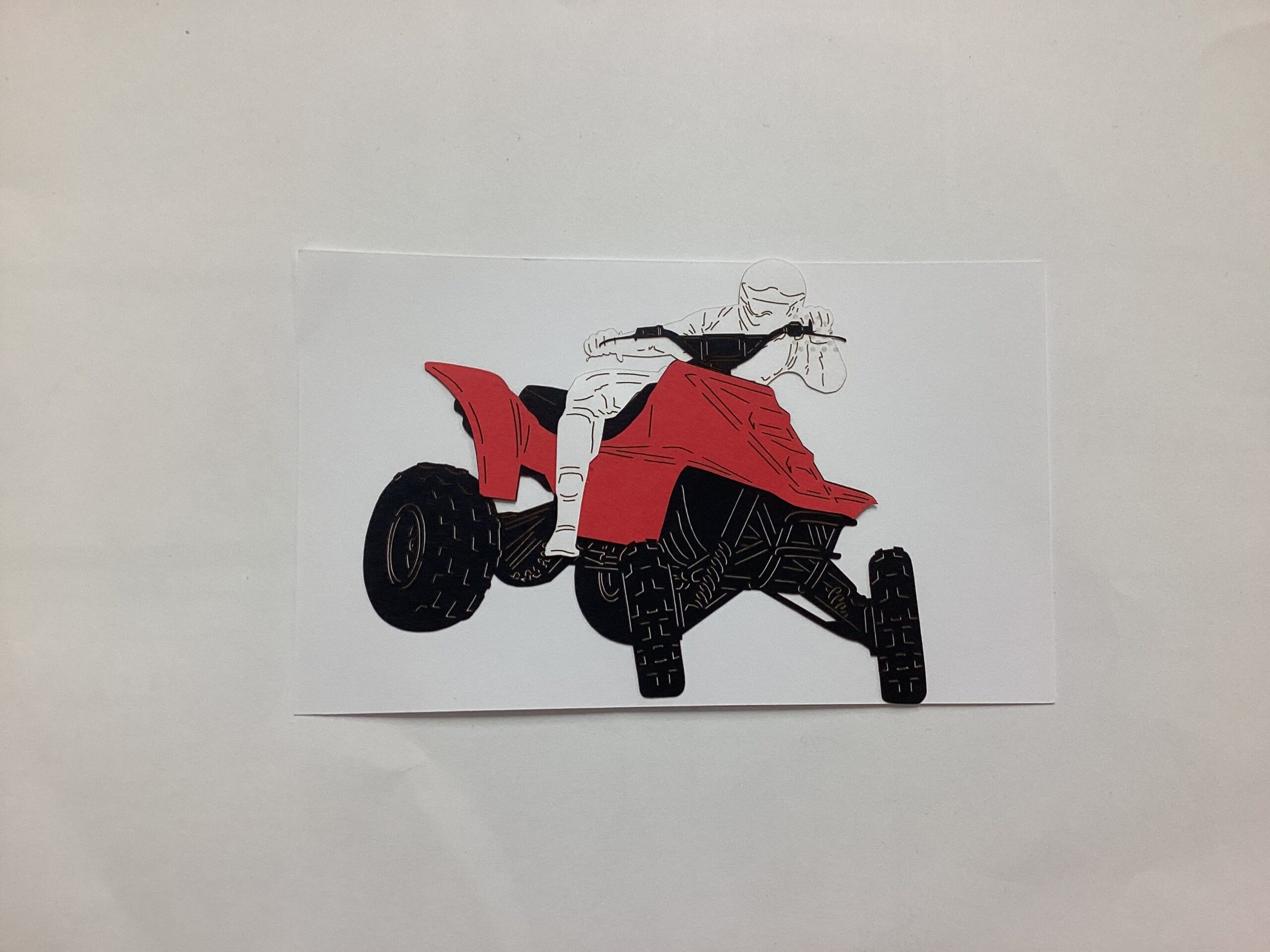 AAD8B26F-9CE0-4484-A659-3727110C03ED FOUR WHEELER w/Rider Laser Cut 3pc Scrapbook Customs - Image 1