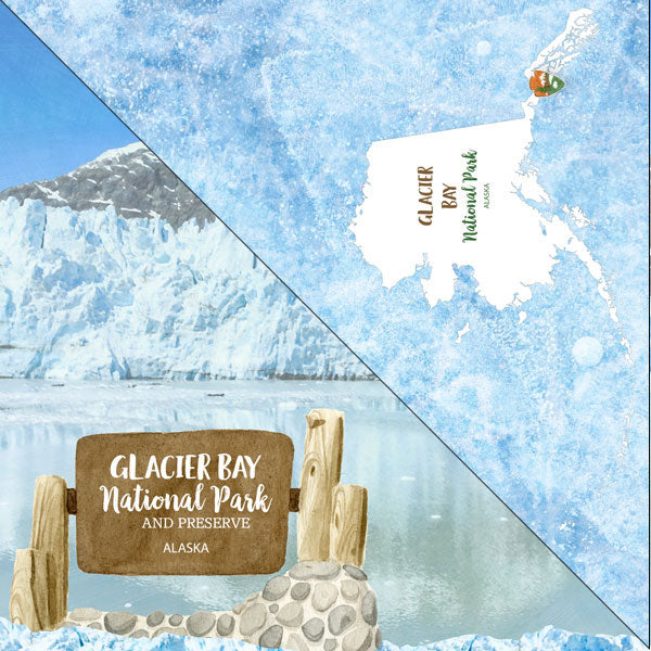 ABCDFF12-E485-4972-884F-BFFFF105E9FA GLACIER BAY National Park Watercolor 12"X12" Scrapbook Paper - Image 1