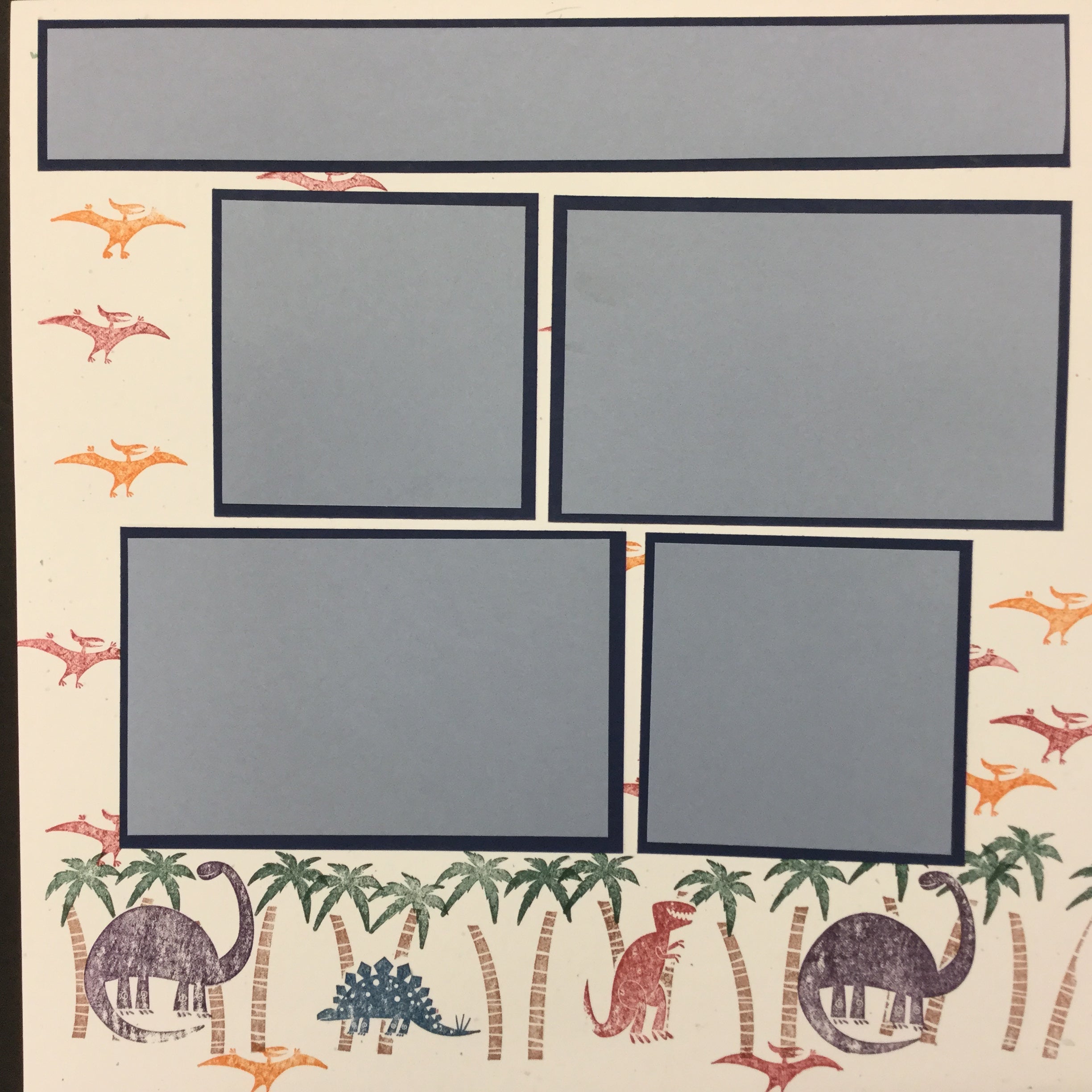 AF5F9936-0CF2-4935-8F78-FC5A5C7EEE42 Premade Pages $5.00 DINOSAURS (2) 12"X12" Scrapbook Pages - Image 1