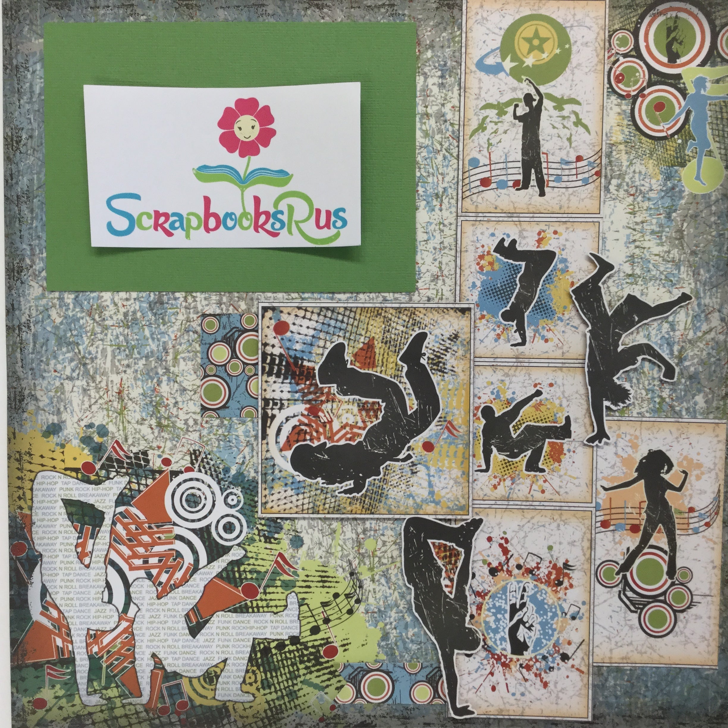 B15925B9-F3DD-4101-B4EF-B833D7490BD3 Scrapbooksrus Premade Page TEENAGERS Break Dancing - Image 1