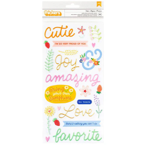 B18B66BA-26F2-40DF-B7EB-B01171BD2CB4 Thickers Bea Valint CUTIE Puffy Phrase And Accent Stickers 50pc - Image 1