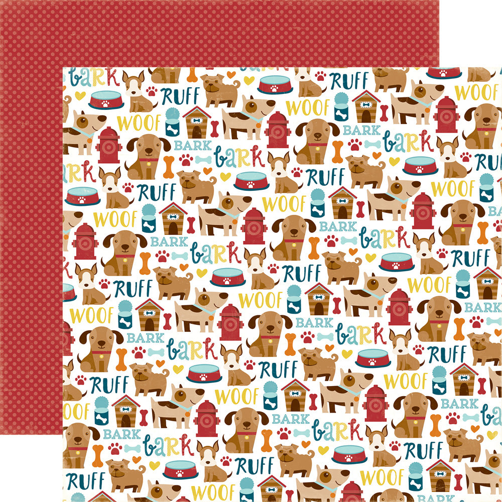 B27D639D-D9AD-4C86-A94D-244A171166C2 Echo Park Bark PUPPY ICONS 12x12 Scrapbook Paper - Image 1