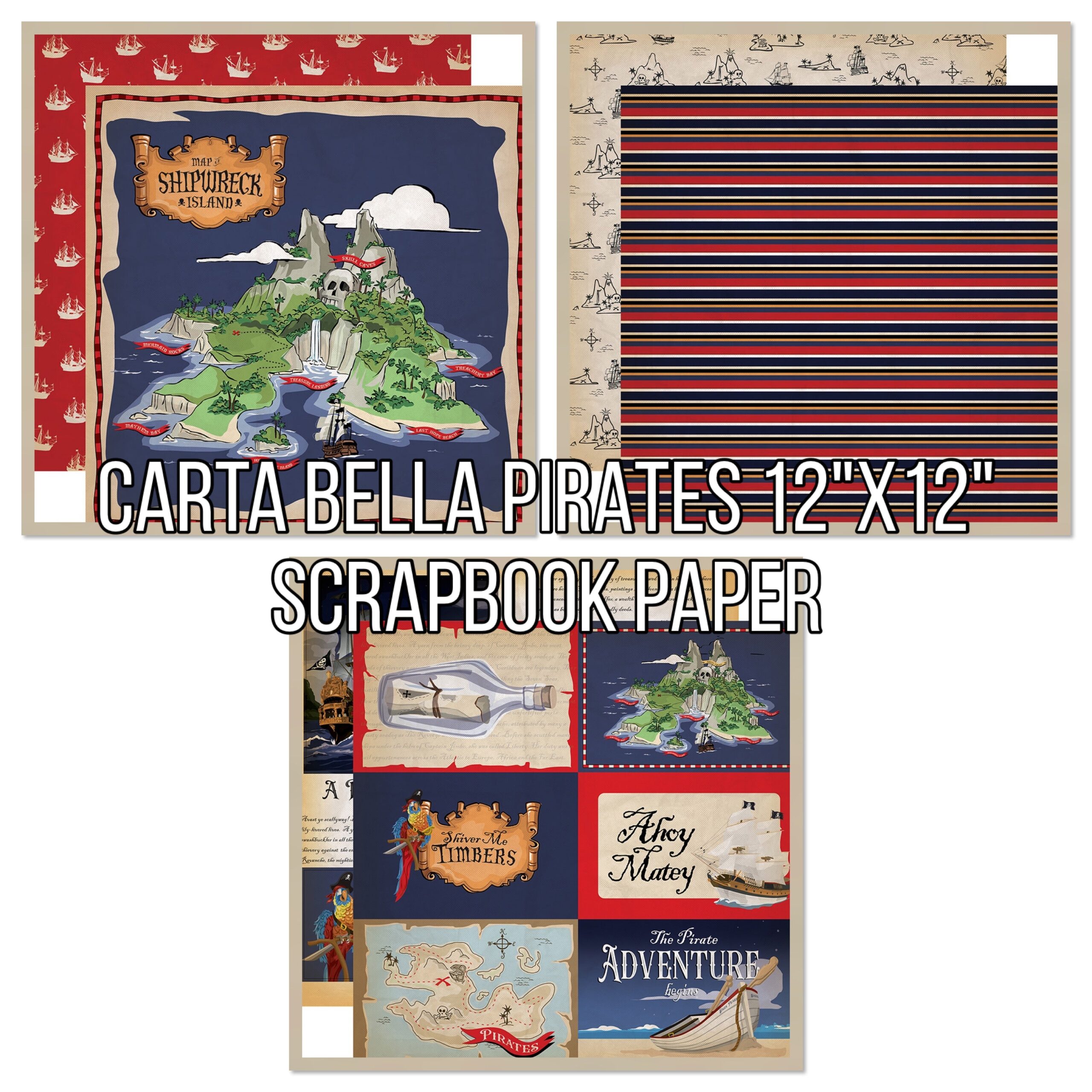 B28C5F40-692B-43B1-8828-AD20EDFDD081 Carta Bella PIRATES 12"X12" Scrapbook Paper - Image 1