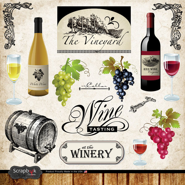 B2D5435C-9DE0-434B-BCEC-85B27717DB01 Scrapbook Customs The VINEYARD WINERY 12X12 Wine Sticker 16pc - Image 1