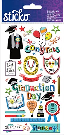 B35FE609-FAE5-4A29-9C18-63CF7EC5F6BC Ek Success GRADUATION Sticko Classic Stickers 36pc - Image 1