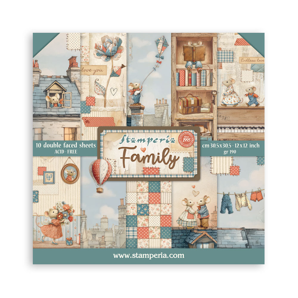 B3E17D1E-4AE3-46B0-885C-97C3A4C9122D Stamperia FAMILY 12"X12" Scrapbook Paper Pad - Image 1