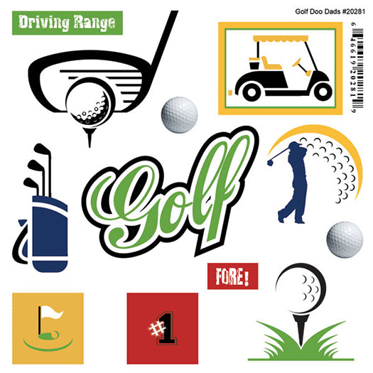 B4DAC777-28CC-4AD3-9A5B-A255DA854CD2 Scrapbook Customs GOLF Doo Dads Stickers 12pc - Image 1