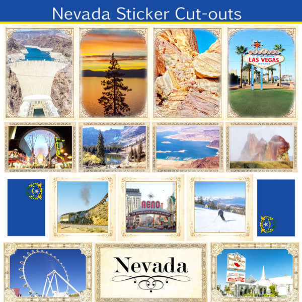 B8697EAD-B968-4A1F-946A-E4E9CD1C9E7E Scrapbook Customs NEVADA SIGHTSEEING PICTURE CUT OUTS 16pc LV - Image 1
