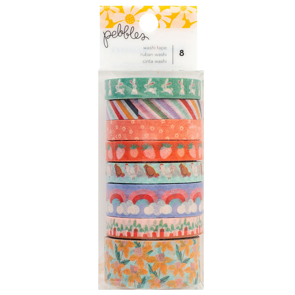 B9737508-D470-4B66-B2E3-95346F88DA82 Pebbles SUNNY BLOOMS Washi Tape 8 Rolls - Image 1