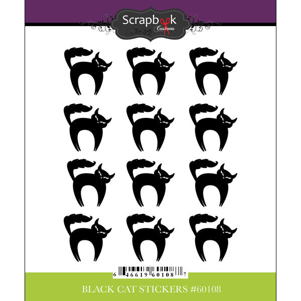 B976720E-DD36-4EC5-949E-1FBD87A0B11C Scrapbook Customs BLACK CAT Stickers 12pc - Image 1