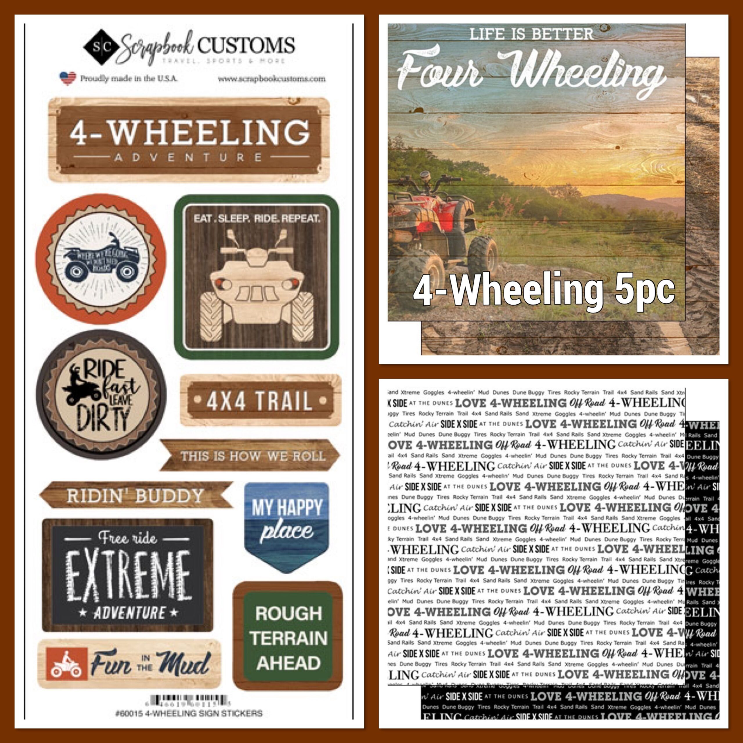 BAF14AC3-B51B-455F-A5ED-8F059EFFAE08 Life Is Better 4 WHEELING KIT 5pc Scrapbook Papers Stickers - Image 1