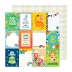 Pebbles Cool Boy JOURNALING 12"X12" Scrapbook Paper