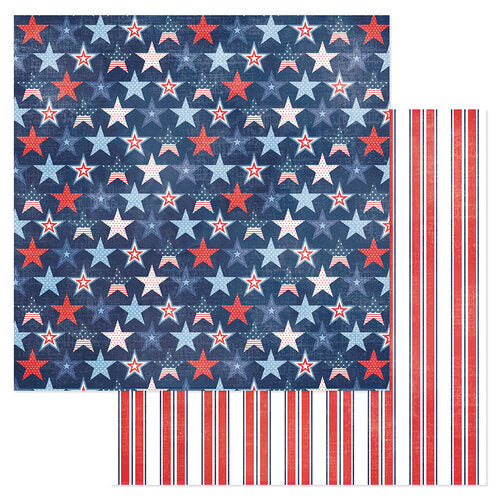 BD6B539A-2688-4EF4-B5BB-30FBE4626A30 American Crafts Flags & Frills STAR-SPANGLED GLORY 12"X12" Scrapbook Paper - Image 1