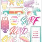 Thickers Pink Paislee SUMMER LIGHTS Chipboard Accent & Phrase Stickers