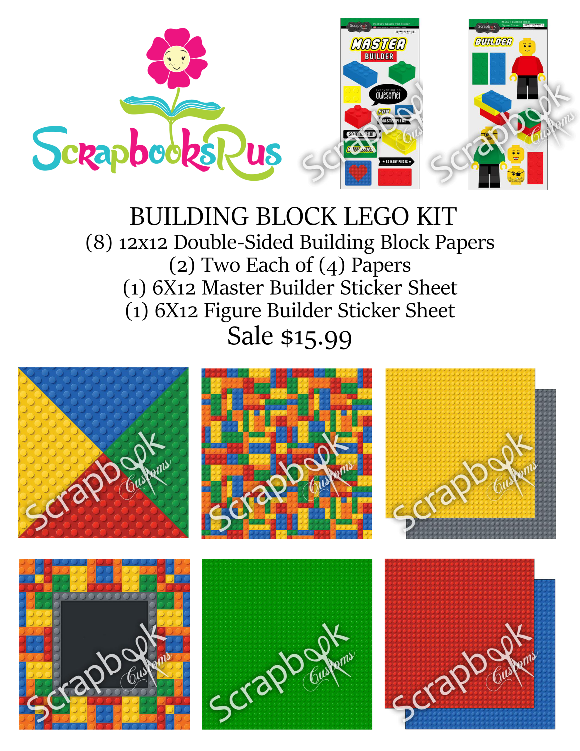 Building_Block_Kit1price BUILDING BLOCK SCRAPBOOK KIT Lego World - Image 1