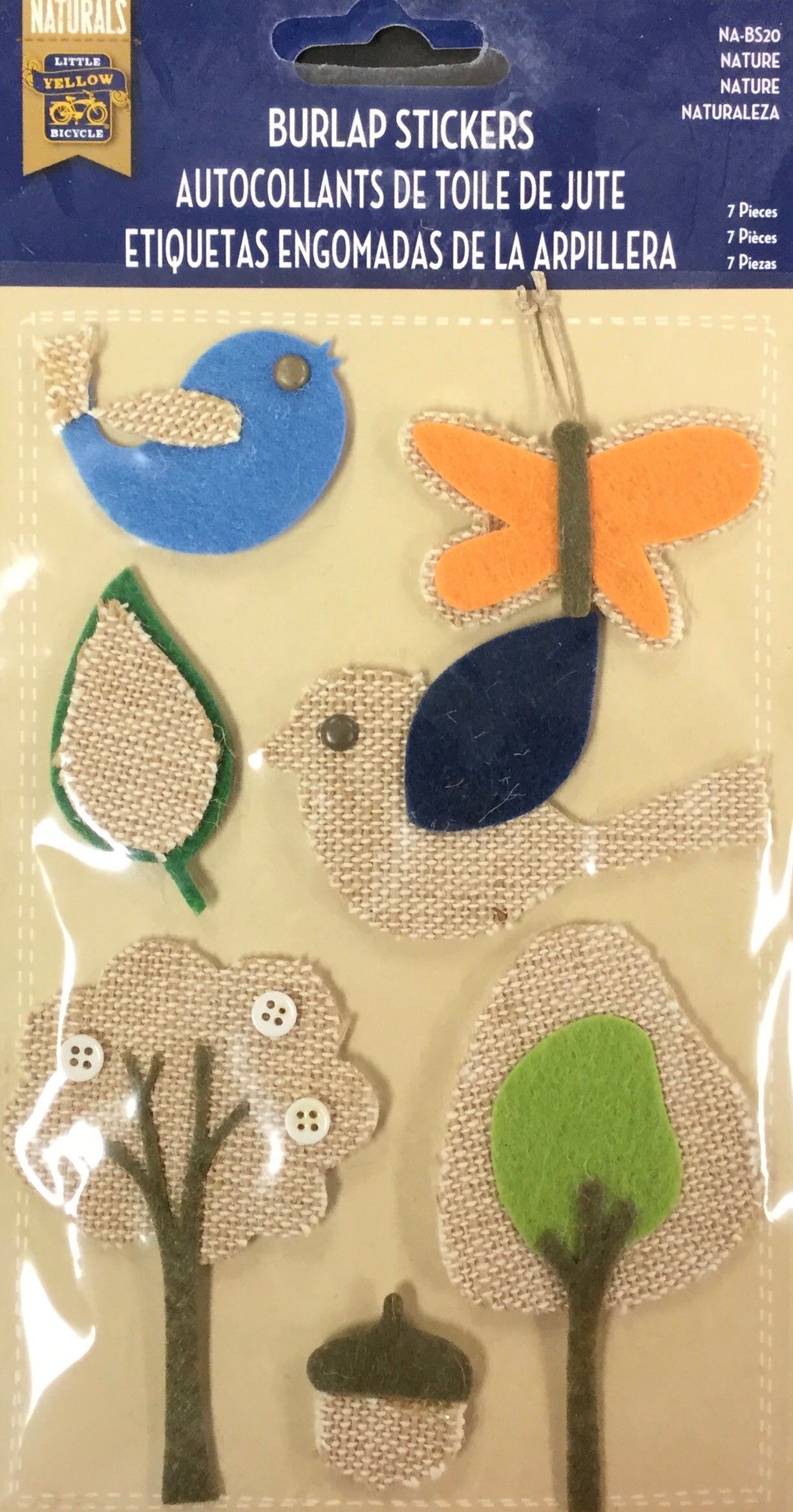 C0F3E2B2-924C-4514-B666-1E9033EA00C9 Little Yellow Bicycle Naturals NATURE Burlap Stickers 7 pc - Image 1