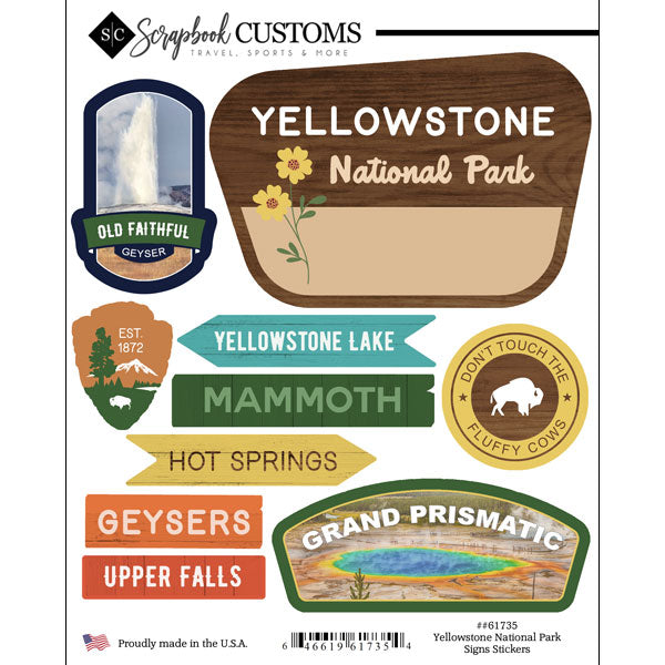 C286758C-6AED-4F4A-89FD-8DB600CF559C Scrapbook Customs YELLOWSTONE NATIONAL PARK SIGNS Sticker 10pc - Image 1