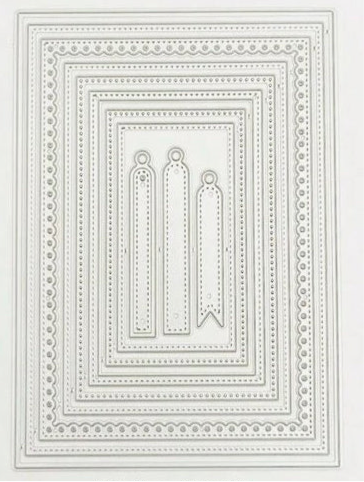 C78D9563-B77F-432D-B5B7-6CC22B339BB5 Metal Craft Cutting MIXED STITCHED RECTANGLE FRAME Dies 11pc - Image 1