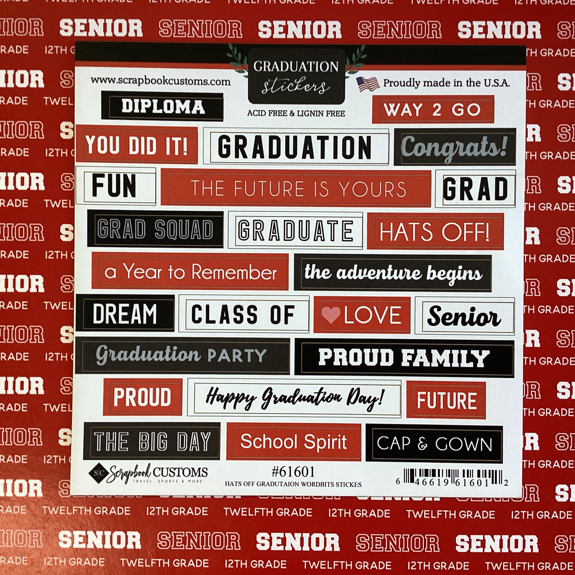 C78E8CA8-D5A0-407E-9F8F-93AAD5C6A70F Grad Sticker HATS OFF GRADUATION Wordbits Stickers 25pc - Image 1