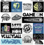 Reminisce LET’S PLAY VOLLEYBALL 12"X12" DieCut Stickers 18pc