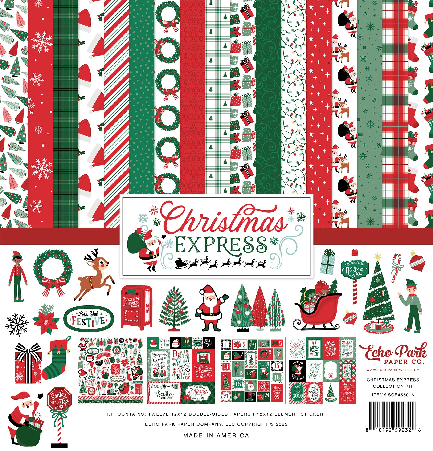 C9D8A454-B7A8-48A6-9C99-98B4B65CF6FF Echo Park CHRISTMAS EXPRESS 12"X12" Collection Kit - Image 1