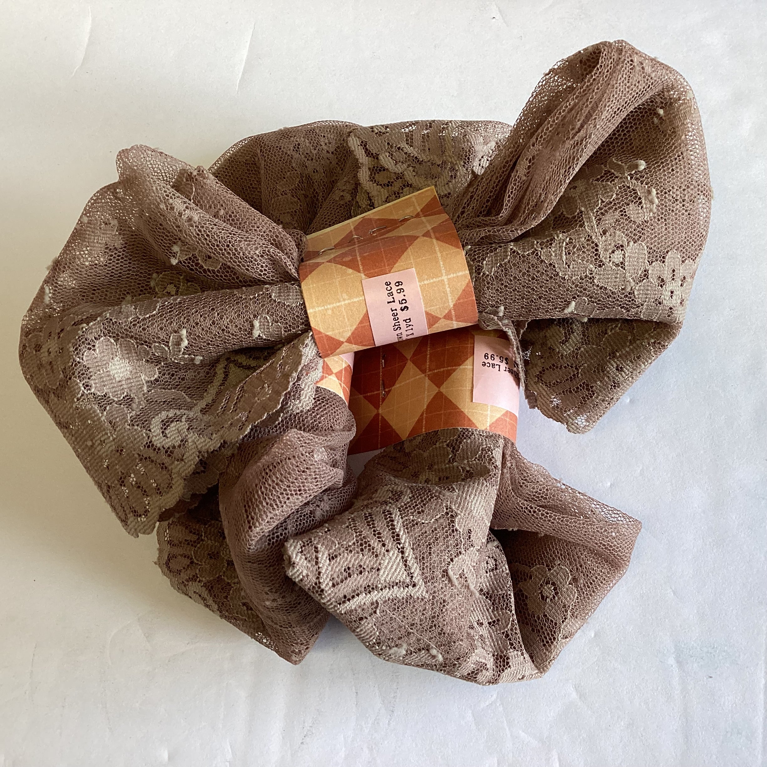 CA367642-4CB7-45F9-AD52-A5E74F3748FE Scrapbooksrus Vintage BROWN SHEER LACE Ribbon Trim 8”X1yd - Image 1