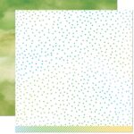 Lawn Fawn Watercolor Wishes Rainbow EMERALD 12x12” Scrapbook Paper