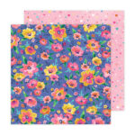 Paige Evans BLOOMING WILD 2 Flower Hearts 12"X12" Scrapbook Paper