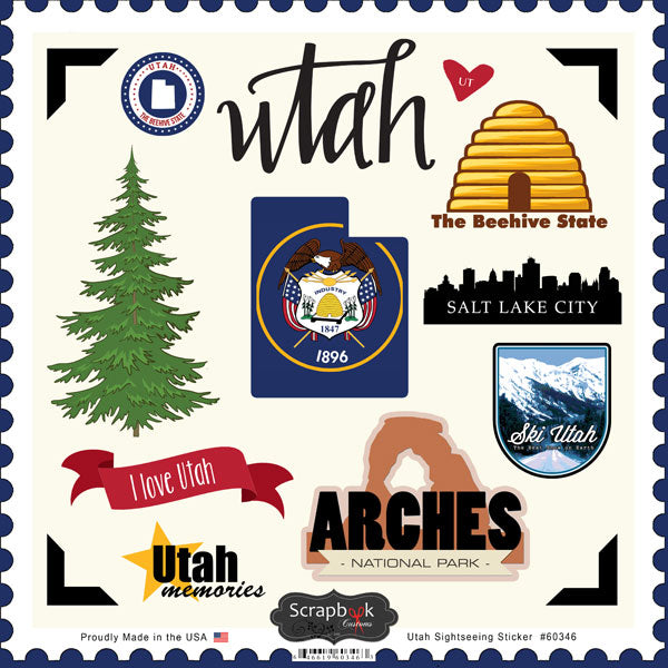CDFB2BF5-0E9C-4497-BD49-31C2B27713F4 Scrapbook Customs UTAH SIGHTSEEING STICKERS 11pc - Image 1