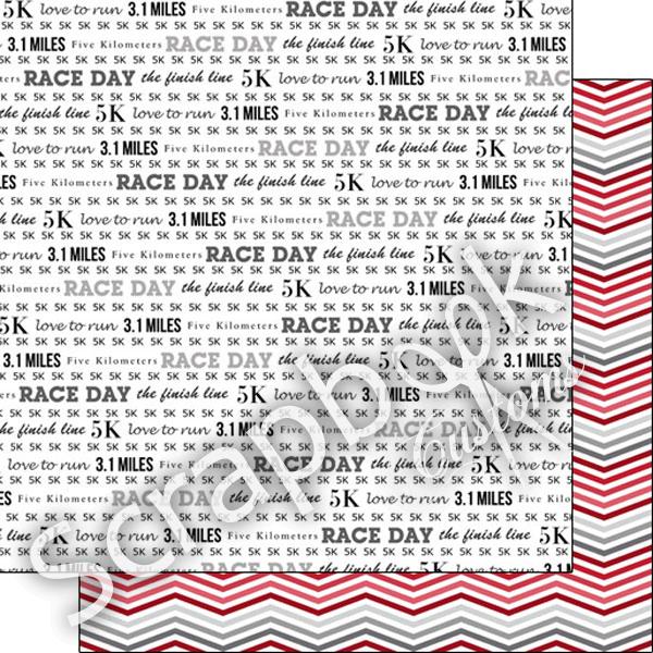 CFEC1DED-C349-4FD8-909C-33B40DF7A64C Racing 5K & RED CHEVRON Sports 12X12 Paper Sheet Scrapbook Customs - Image 1