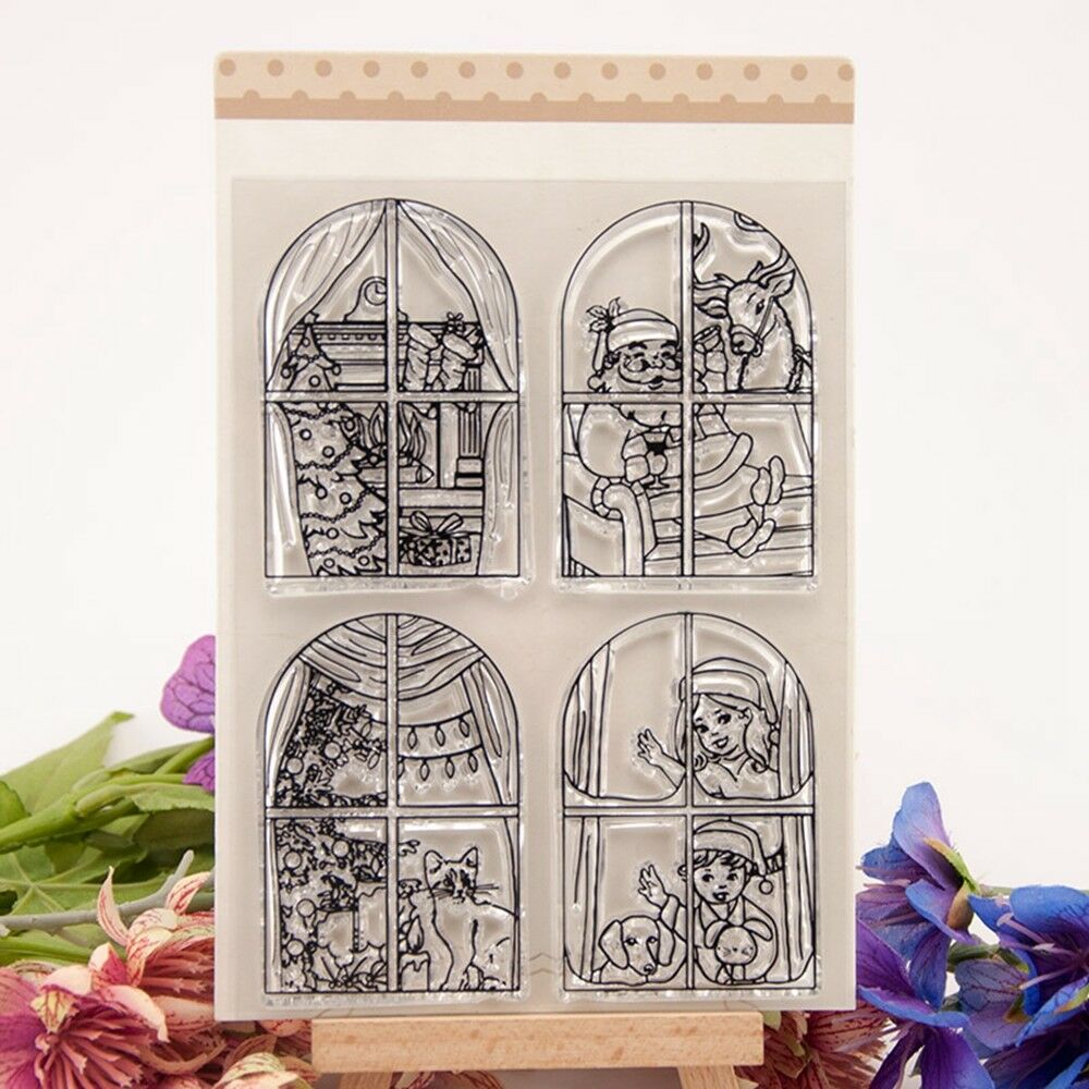 Christmas_Window CHRISTMAS WINDOW Clear Acrylic Stamp Set 4pc - Image 1