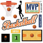 Scrapbook Customs BASKETBALL Doo Dads Stickers 12pc