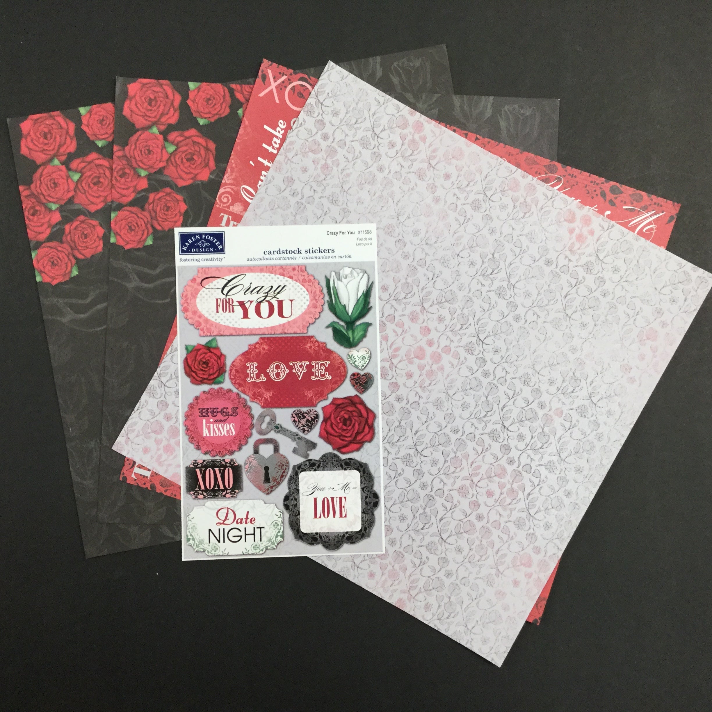 D2C36518-6B22-4269-A14F-9200A2092818 Karen Foster CRAZY FOR YOU 12"x12" Scrapbook Paper Kit - Image 1