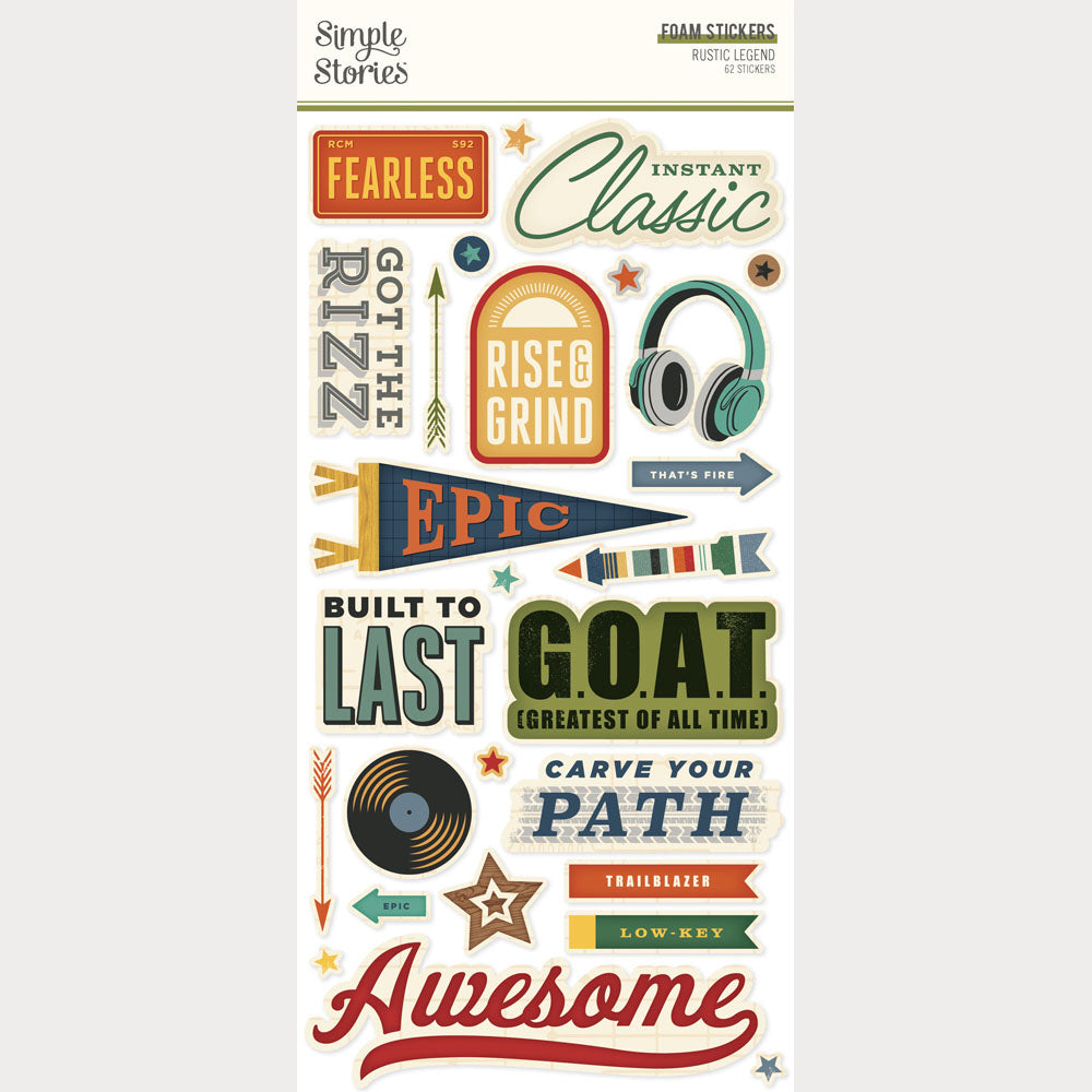 D329D340-E9B4-4C3B-A7E4-9DC10E0A8AF6 Simple Stories RUSTIC LEGEND Foam Stickers 62pc - Image 1