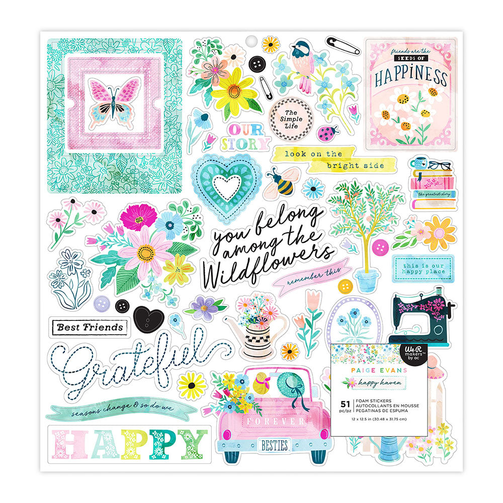 D64BF0F3-F420-44D9-A1EE-5469E986D2D7 Paige Evans HAPPY HAVEN Foam Stickers 51pc - Image 1