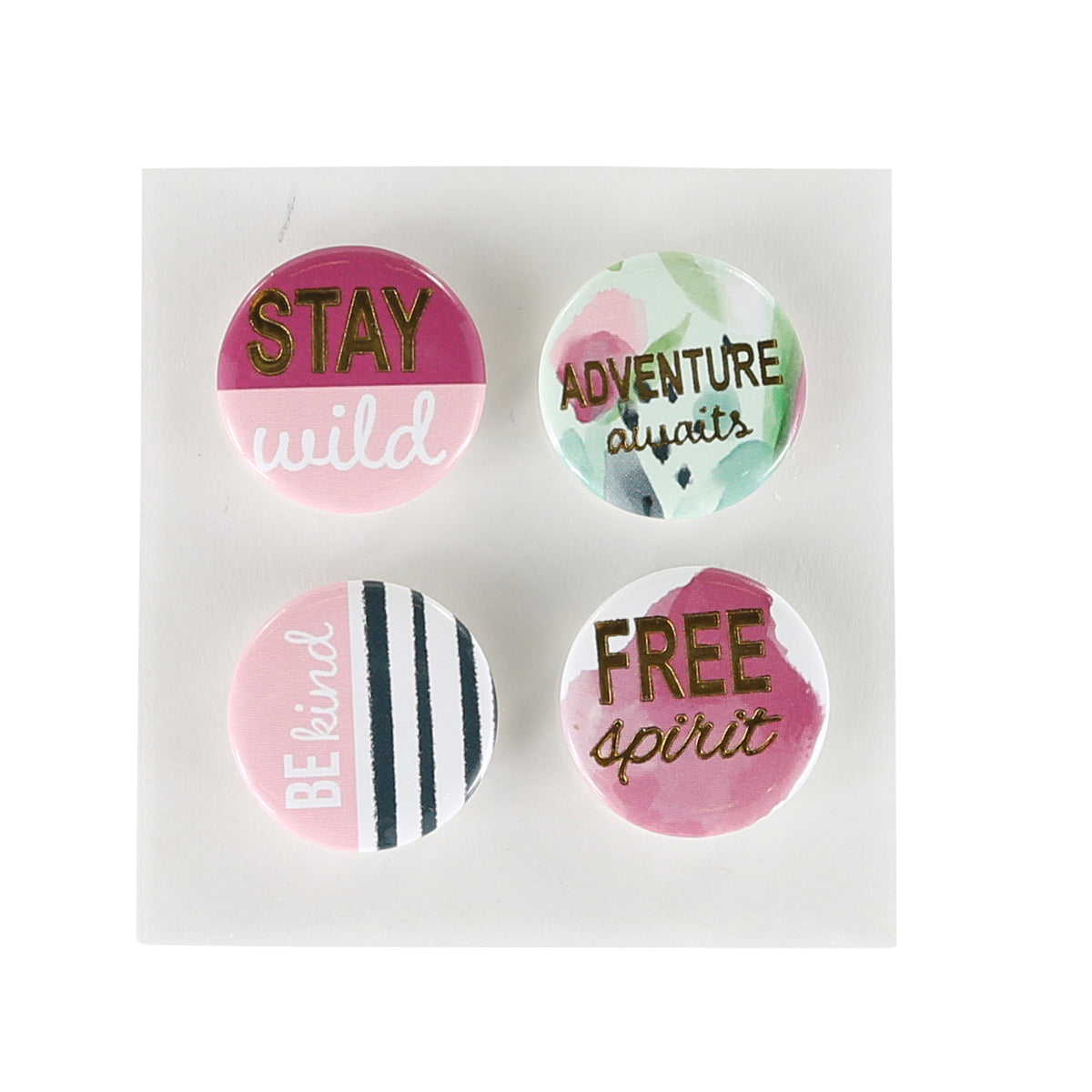 D794CE9E-2A84-413A-A1B0-0318AFE88FF3 Fun Stampers Journey STAY WILD Buttons 4pc - Image 1