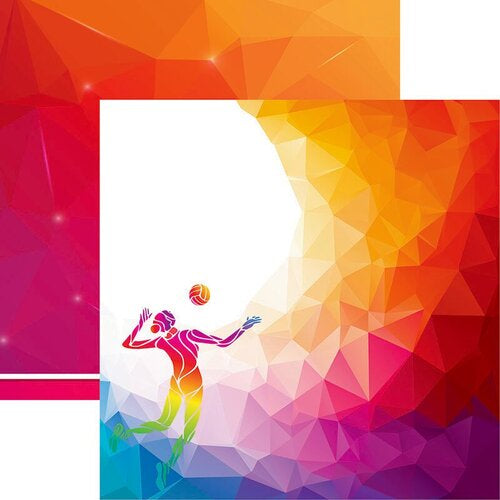 D86DC6EE-82DC-4DC2-A3C5-DEFF25C55919 Reminisce Game Day VOLLEYBALL 4 Real Sports 12X12 Scrapbook Paper - Image 1